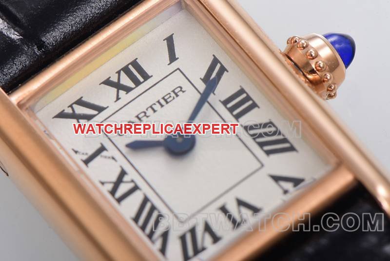 Cartier top replica watches F1 factory tank white disk rose gold case belt models front real picture