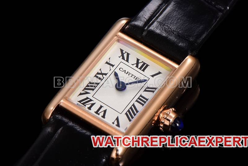 Cartier top replica watches F1 factory tank white disk rose gold case belt models front real picture