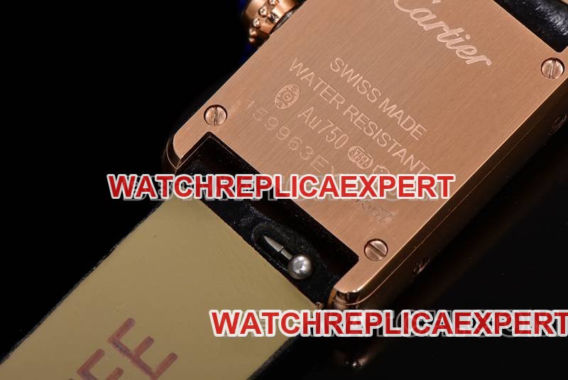 Cartier top replica watches F1 factory tanks white disk rose gold case belt models back actual picture