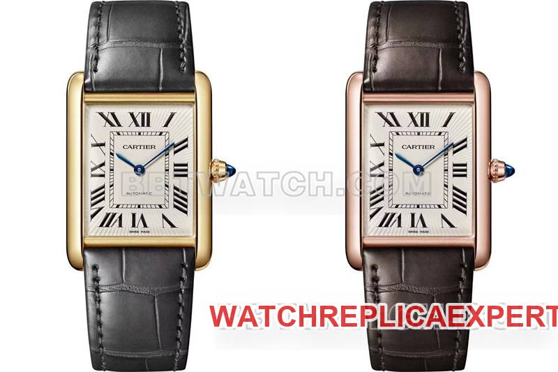 Cartier super clone watch F1 factory tank white dialyellow gold case 2899MCmovementleather strap model front live photo