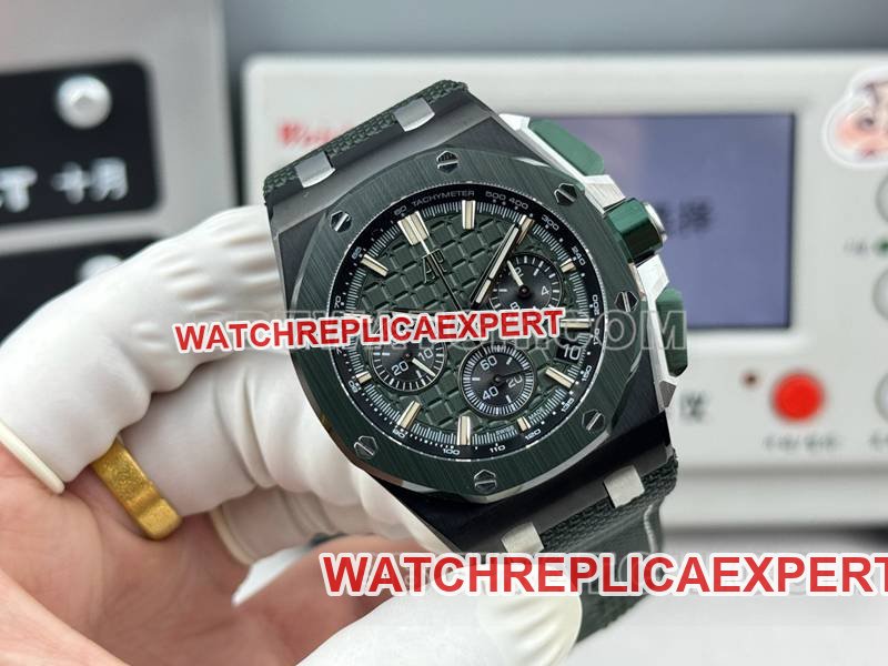 Audemars Piguet super clone watch LS factory Royal Oak offshore type 43MM green dialchronograph mechanical rubber model 26420front live photo