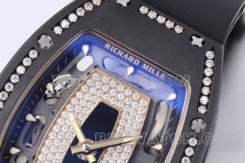 Richard Mille best replica watch ZF Factory black ceramic diamond mechanical watch RM07-1front live photo