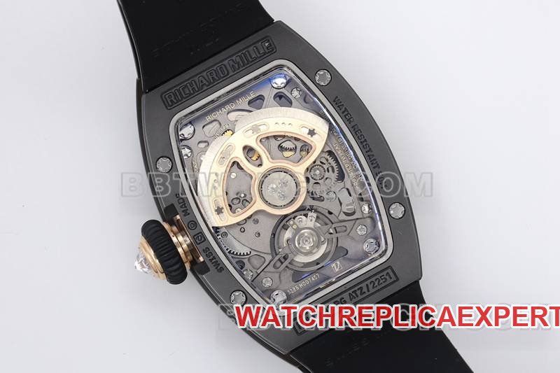 Richard Mille best replica watch ZF Factory black ceramic diamond mechanical watch RM07-1caseback live photo