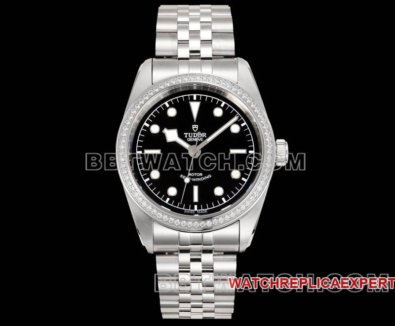 Tudor 1:1 Replik-Uhren V9 Factory Biwan Black Plate 41 mm Swarovski-Diamantring, mechanisches Stahlarmband, Modellbilder — luxury replica watch guide | Watch Replica Expert