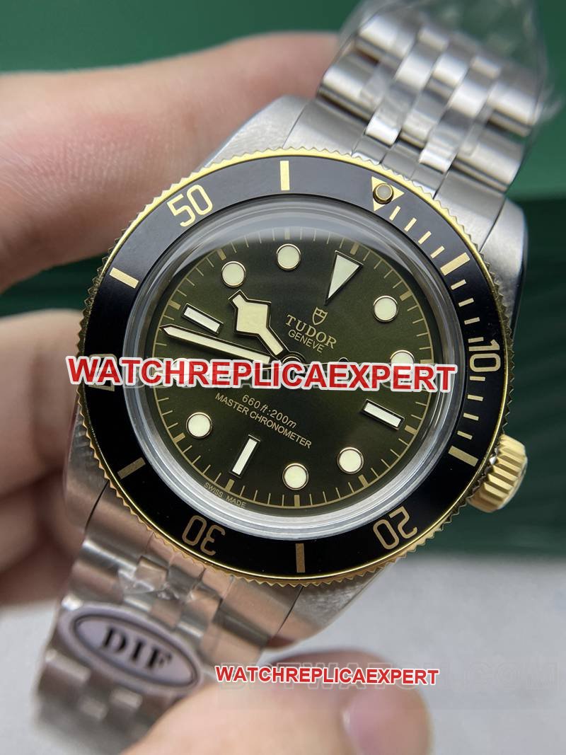 Tudortop-tier replica watch DIF factory Biwan 41mm green dial mechanical steel bracelet model front live photo