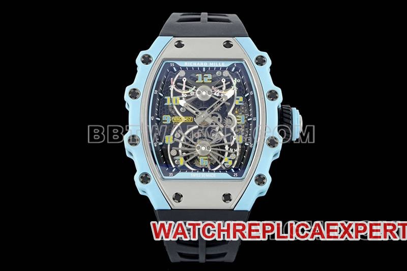 Richard Mille RM 21-02 Skeleton Hollow Disc Tourbillon Relógio Mecânico Réplica de Borracha Preta — luxury replica watch guide | Watch Replica Expert