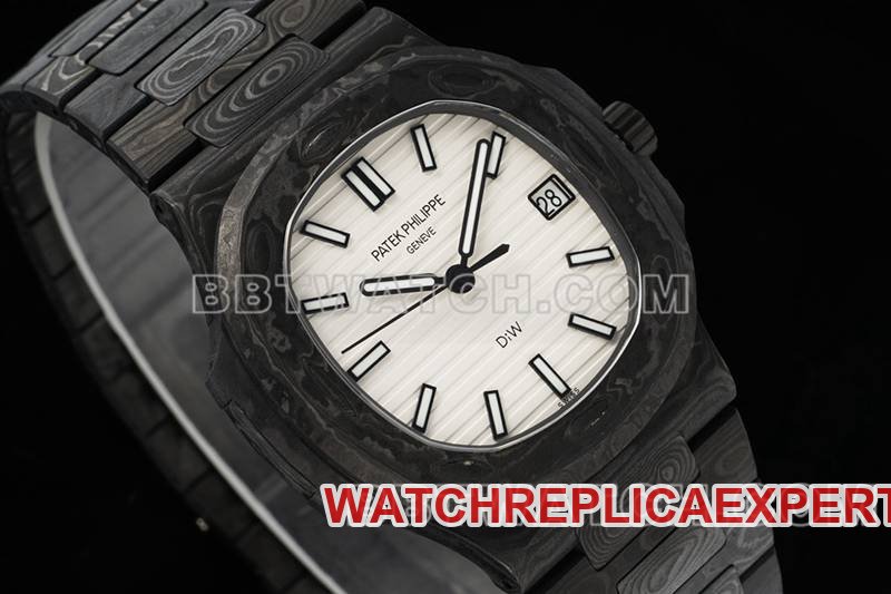 Patek Philippe best replica watch DIW factory Nautilus white dial carbon fiber mechanical steel bracelet model 5711front live photo