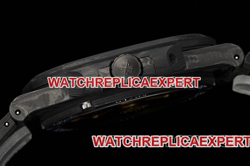 Patek Philippe best replica watch DIW factory Nautilus white dial carbon fiber mechanical steel bracelet model 5711side live photo