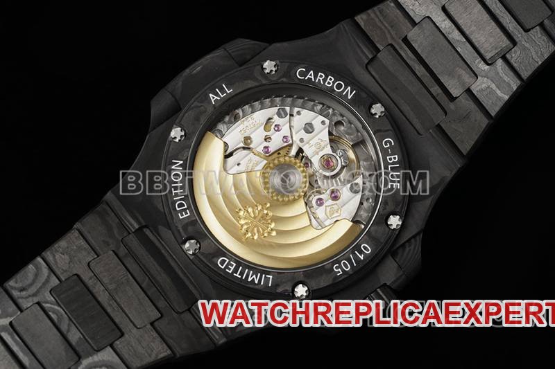 Patek Philippe best replica watch DIW factory Nautilus white dial carbon fiber mechanical steel bracelet model 5711caseback live photo