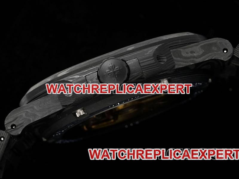 Patek Philippetop-tier replica watch DIW factory Nautilus orange plate carbon fiber mechanical steel bracelet model 5711side live photo