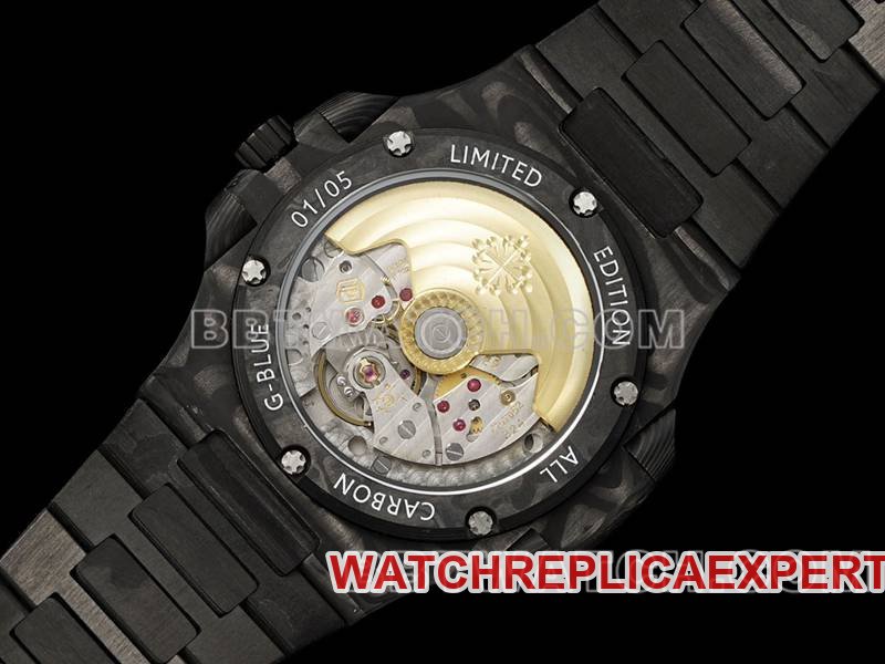 Patek Philippetop-tier replica watch DIW factory Nautilus orange plate carbon fiber mechanical steel bracelet model 5711caseback live photo