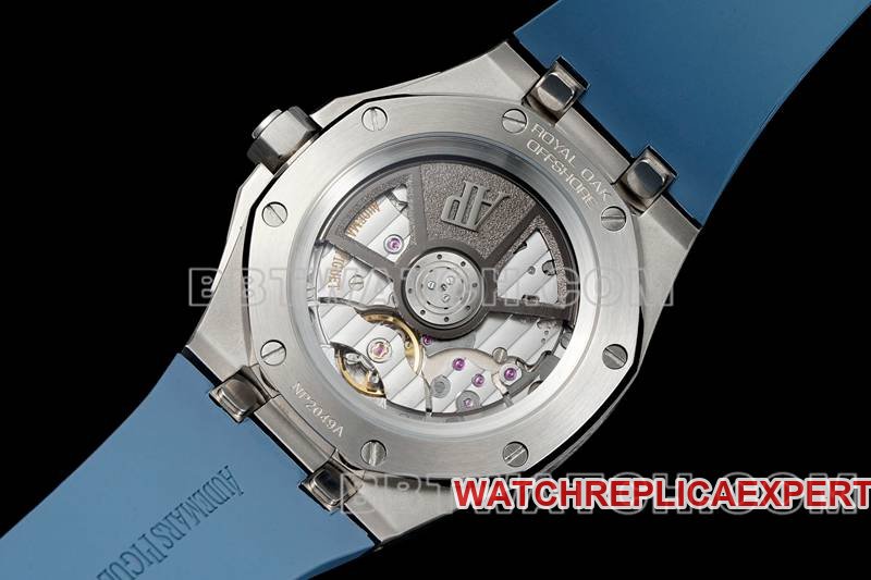 Audemars Piguet Super Clone Watch APP Factory Royal Oak Offshore Smoked Blue Dial Mechanical Rubber Model 15605caseback live photo