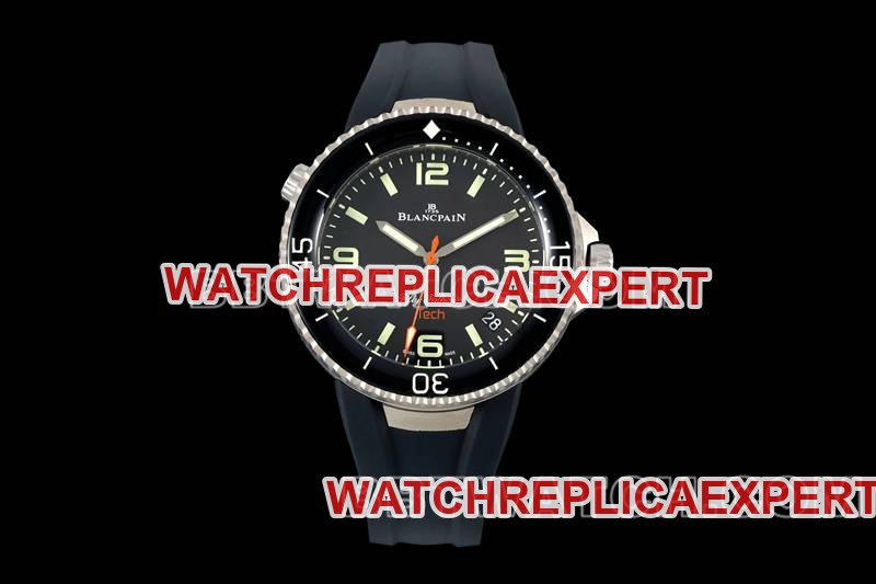Blancpain 1:1 Réplica de Relógios Fifty Fathoms Mostrador Preto Titânio Mecânico Modelo de Borracha Preta — luxury replica watch guide | Watch Replica Expert