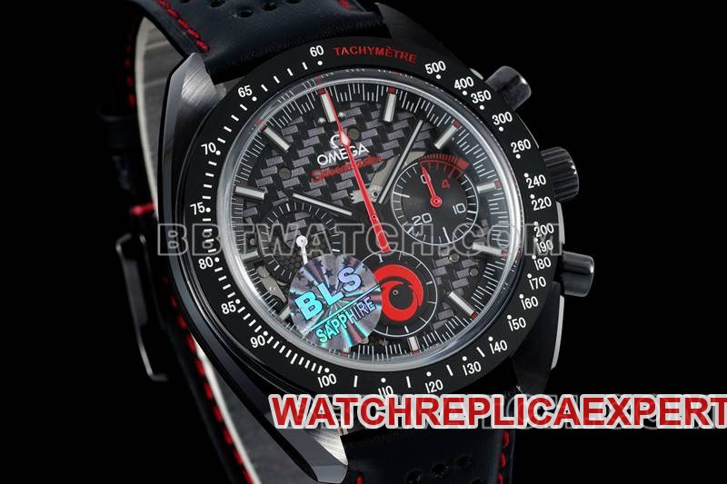 Omega's best replica watch BLS factory Speedmaster full ceramic red needle mechanical rubber model front live photo