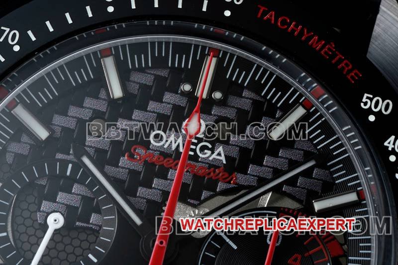 Omega's best replica watch BLS factory Speedmaster full ceramic red needle mechanical rubber model front live photo