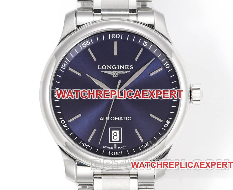 Longinestop-tier replica watch XC factory famous blue dial stick hour mark L888 mechanical movementsteel bracelet front live photo