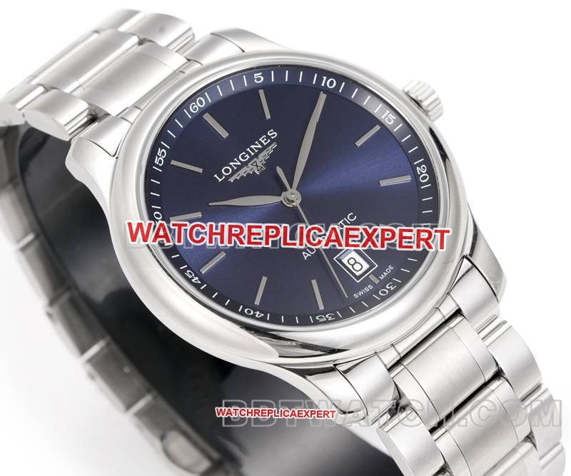 Longinestop-tier replica watch XC factory famous blue dial stick hour mark L888 mechanical movementsteel bracelet front live photo