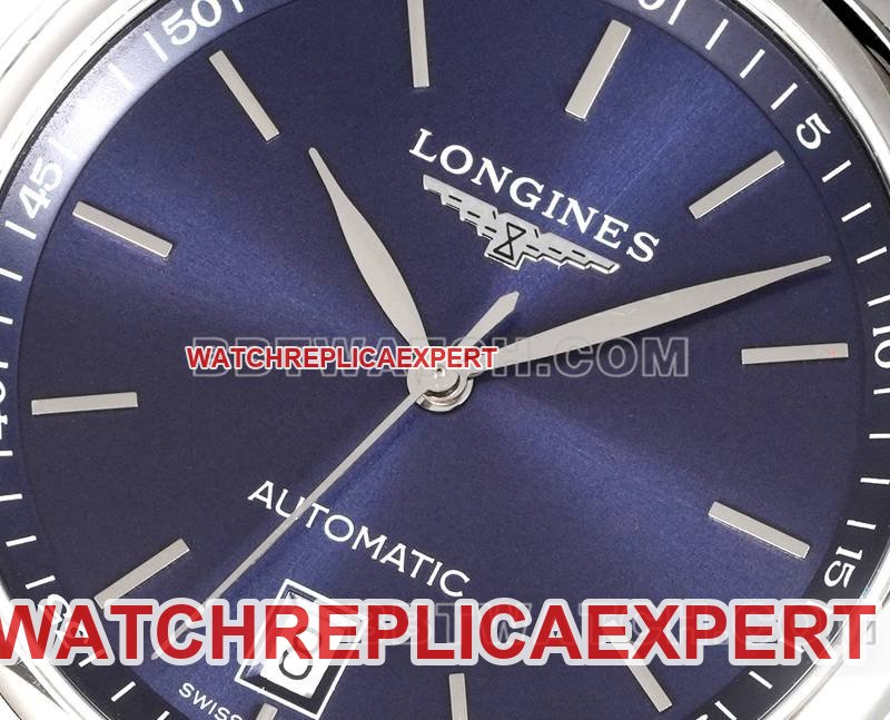 Longinestop-tier replica watch XC factory famous blue dial stick hour mark L888 mechanical movementsteel bracelet front live photo