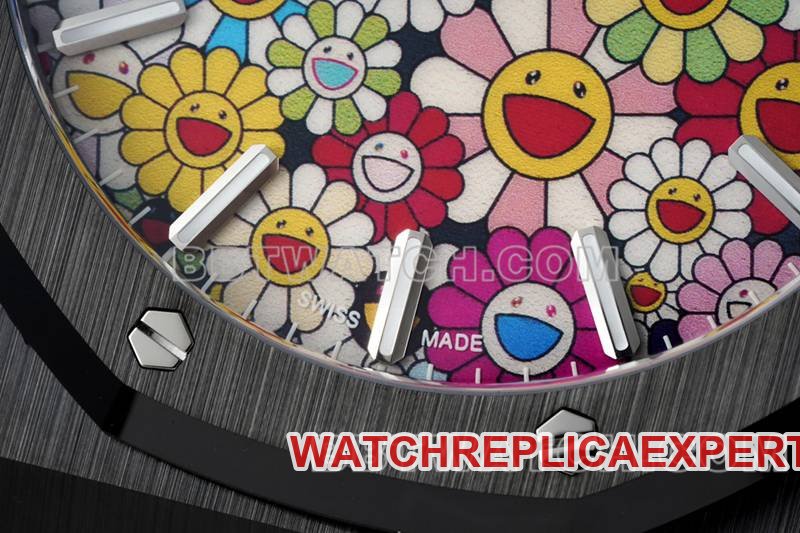 Audemars Piguet best replica watch APS factory Royal Oak flower pattern dialceramicsteel bracelet model 15500front live photo