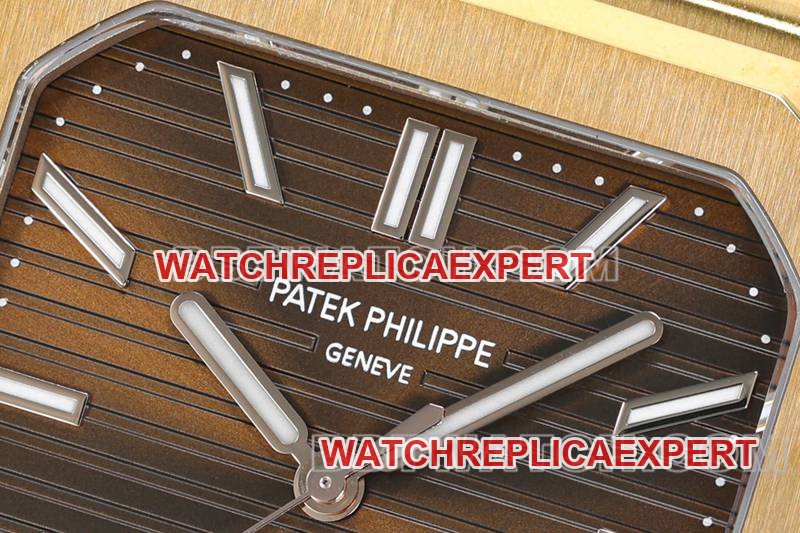 Patek Philippetop-tier replica watch PPF Factory45MM brown plate mechanical rose goldsteel bracelet model 5821front live photo
