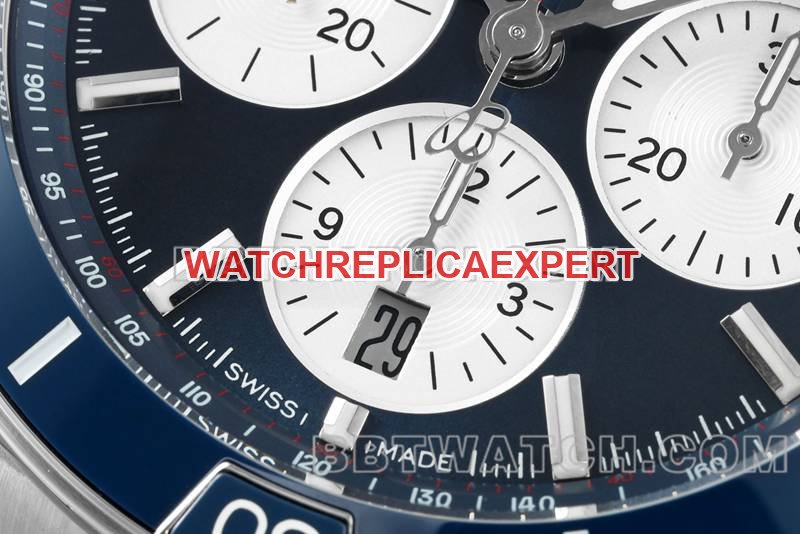 Breitling's best replica watch TF factory mechanical chronograph blue dial 44mm steel bracelet model front live photo