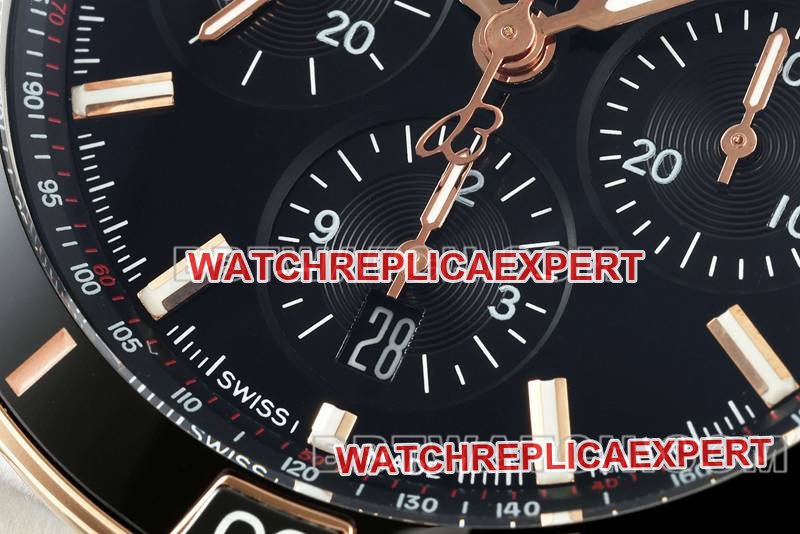 Breitling best replica watch TF factory mechanical chronograph black dial 44mm gold steel bracelet front live photo