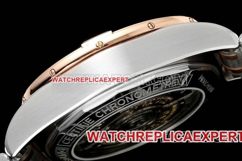 Breitling best replica watch TF factory mechanical chronograph black dial 44mm gold steel bracelet side live photo