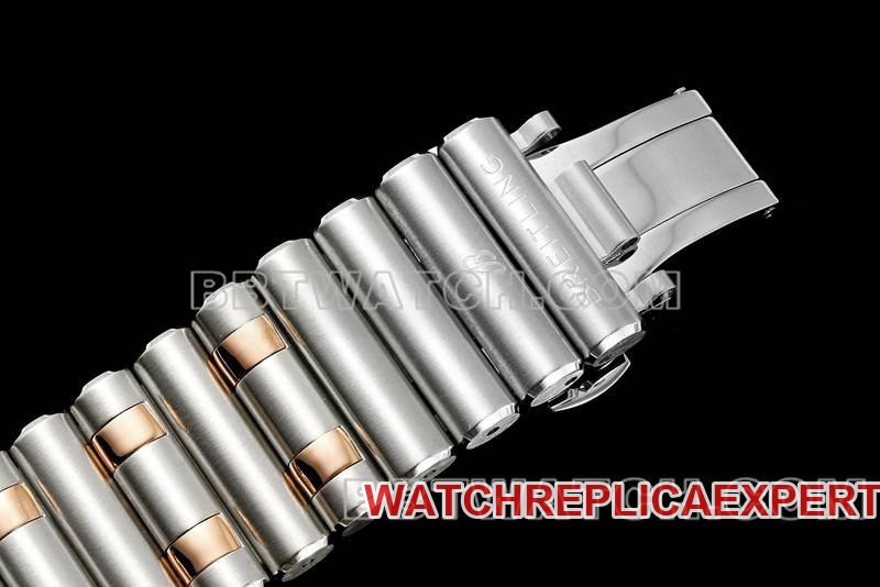 Breitling best replica watch TF factory mechanical chronograph black dial 44mm gold steel bracelet bracelet live photos