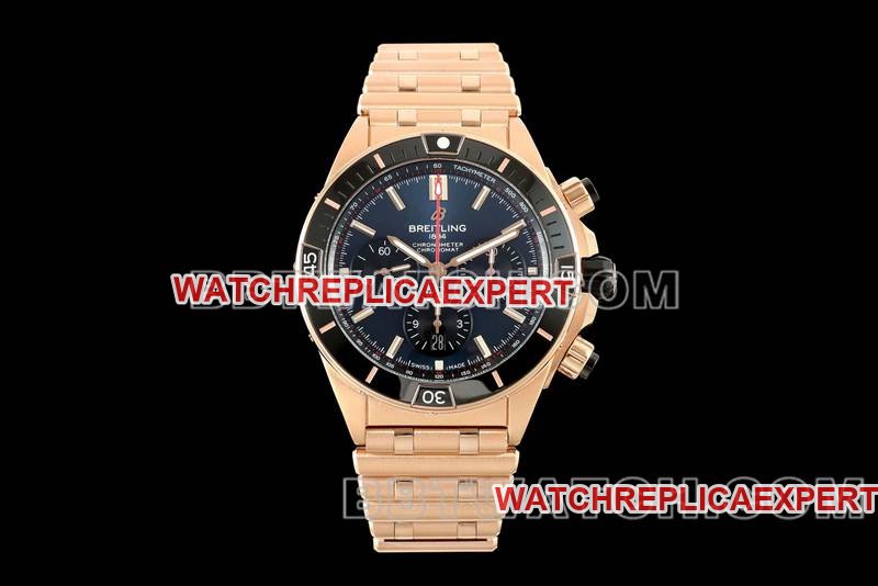 Breitling réplicas de relojes superiores TF Factory Cronógrafo mecánico Esfera negra 44 mm Modelos de pulsera de acero en oro rosa 44 mm Breitling — luxury replica watch guide | Watch Replica Expert
