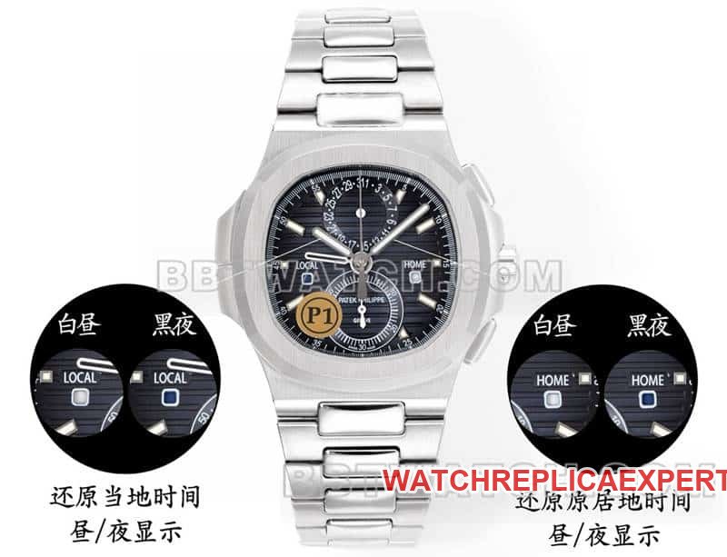 Sporty and elegant top-tier replica watch P1 factory Patek Philippeblue dial mechanical steel bracelet model 5990front live photo