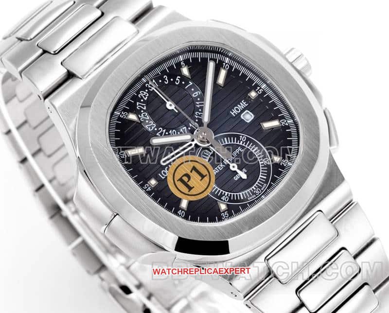 Sporty and elegant top-tier replica watch P1 factory Patek Philippeblue dial mechanical steel bracelet model 5990front live photo
