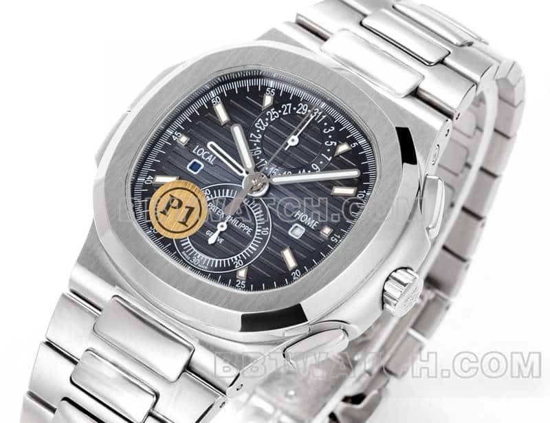 Sporty and elegant top-tier replica watch P1 factory Patek Philippeblue dial mechanical steel bracelet model 5990front live photo