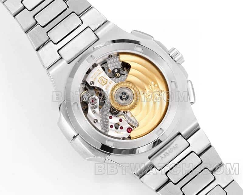 Sporty elegant top-tier replica watch P1 factory Patek Philippeblue dial mechanical steel bracelet model 5990caseback live photo