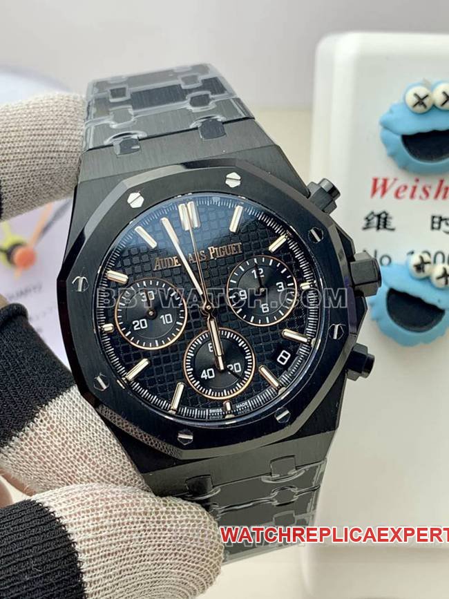 top-tier replica watch BLS factory Audemars PiguetRoyal Oak black ceramic mechanical 26420front live photo