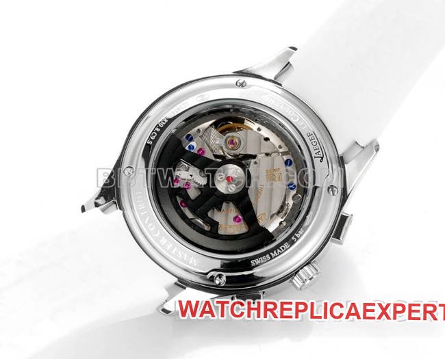 Best replica watch Jaeger-LeCoultre black dial mechanical white rubber caseback live photo
