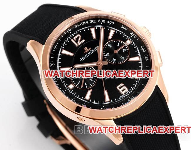 Best replica watch Beichen Jaeger-LeCoultrerose goldblack dial mechanical black rubber front live photo
