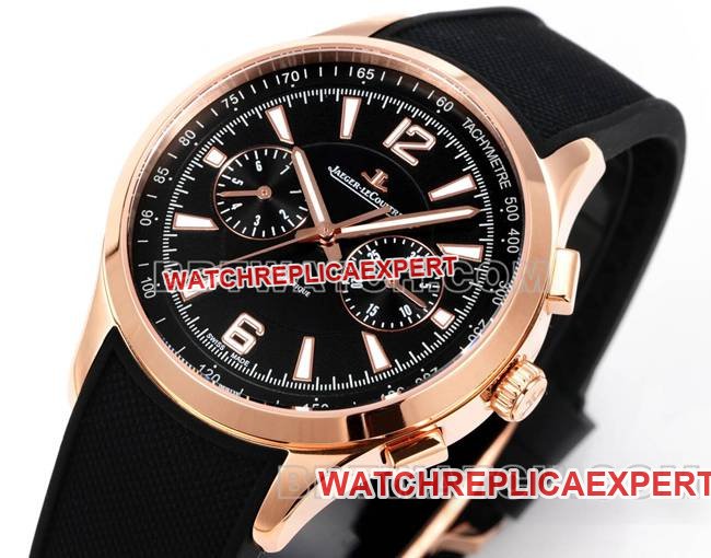 Best replica watch Beichen Jaeger-LeCoultrerose goldblack dial mechanical black rubber front live photo