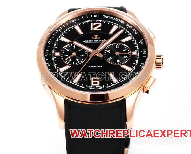 Best replica watch Beichen Jaeger-LeCoultrerose goldblack dial mechanical black rubber front live photo
