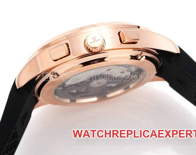 Best replica watch Beichen Jaeger-LeCoultrerose goldblack dial mechanical black rubber model side live photo