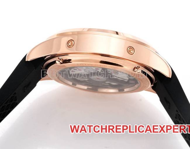 Best replica watch Beichen Jaeger-LeCoultrerose goldblack dial mechanical black rubber model side live photo