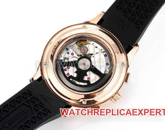 Best replica watch Beichen Jaeger-LeCoultrerose goldblack dial mechanical black rubber caseback live photo