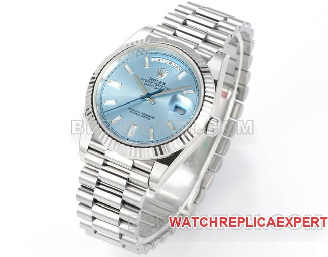 Super clone watch PPM factory Rolex Day-Date mechanical ice blue dialfront live photo