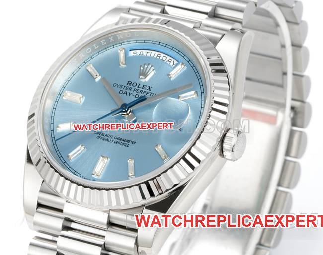 Super clone watch PPM factory Rolex Day-Date mechanical ice blue dialfront live photo