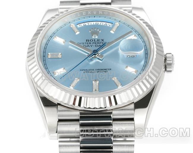 Super clone watch PPM factory Rolex Day-Date mechanical ice blue dialfront live photo