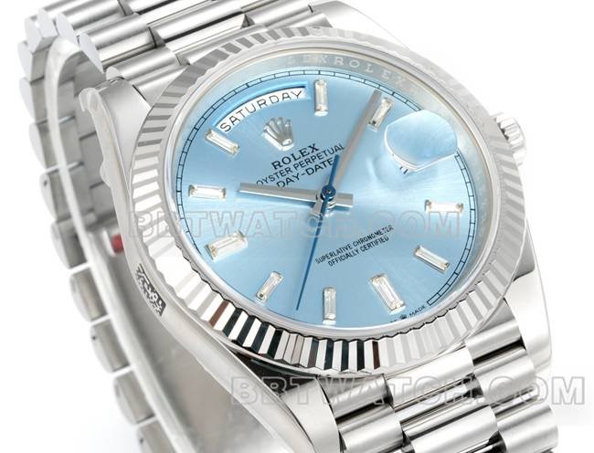 Super clone watch PPM factory Rolex Day-Date mechanical ice blue dialfront live photo