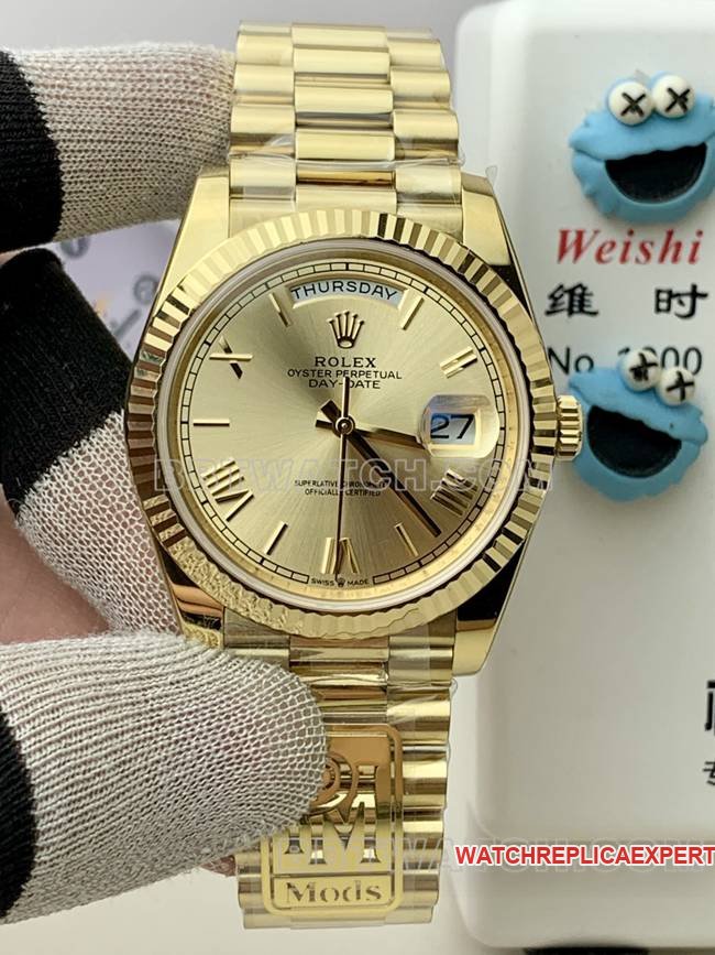 Réplique de qualité supérieure Rolex Gold PPM Factory Day-Date Mécanique Cadran Or Chiffres Romains — detailed review and buying guide | Watch Replica Expert