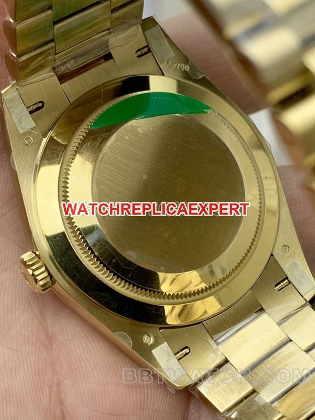 top-tier replica watch Rolexyellow goldPPM factory Day-Date mechanical gold plate Roman numerals caseback live photo