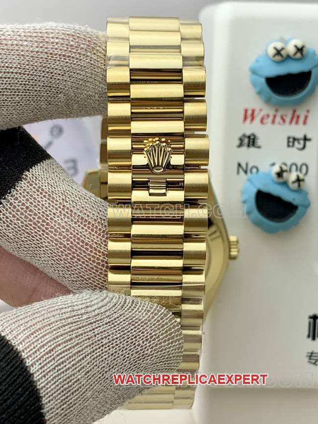 top-tier replica watch Rolexyellow goldPPM factory Day-Date mechanical gold plate Roman numerals braceletlive photos