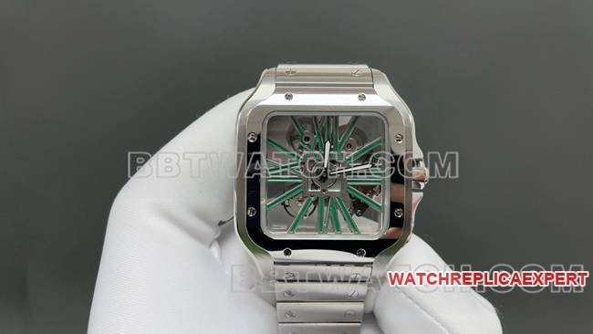 Die beste Replik-Uhr Cartier MLF Factory Santos Green Skeleton Dial Mechanical — detailed review and buying guide | Watch Replica Expert