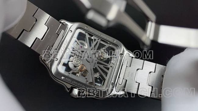 Best replica watch CartierMLF factory Santos green hollow plate mechanical caseback live photo